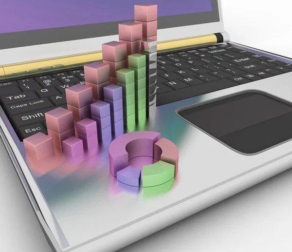 Charts of growth on keyboard of computer — Stock Photo, Image