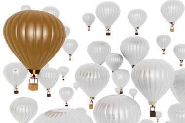  Sıcak hava balonu. 3D çizim