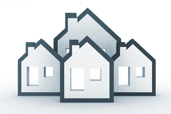 Models houses symbol. 3d illustration. — Stock Photo, Image