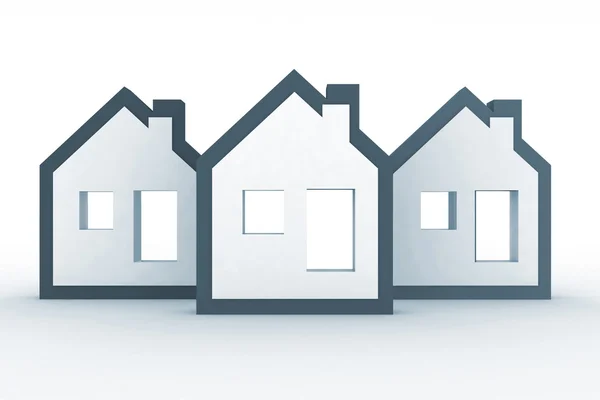 Modellek házak szimbólum. 3D-s illusztráció. — Stock Fotó