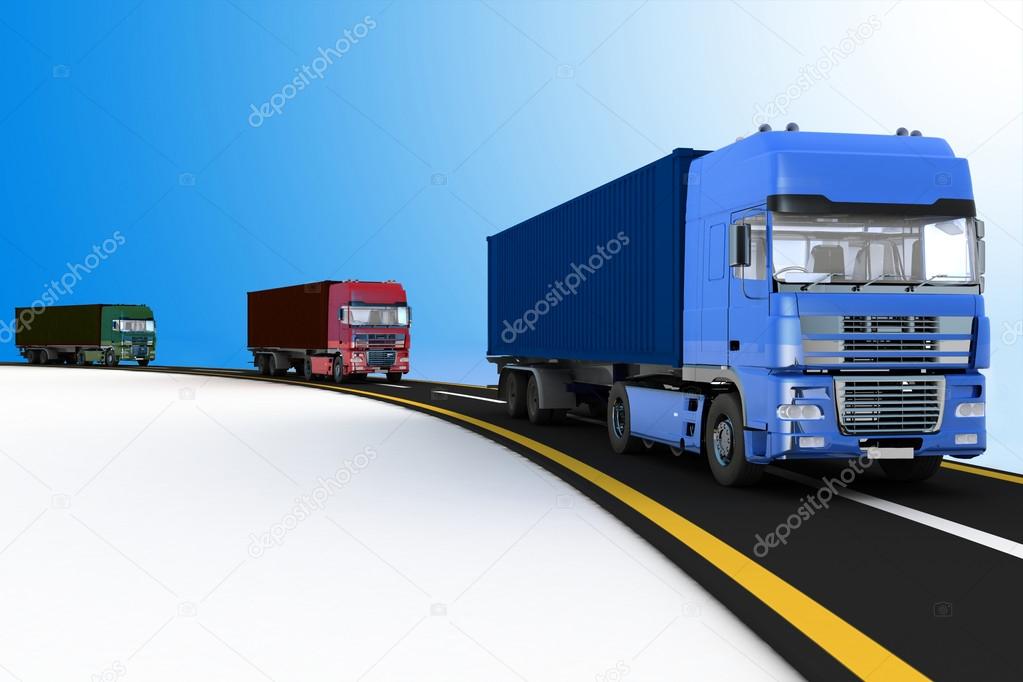 Trucks on freeway