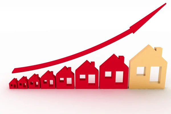 Wachstum der Immobilien in der Grafik dargestellt — Stockfoto