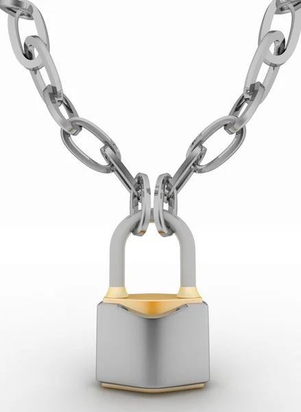Chrome chain with a Padlock Royalty Free Stock Images