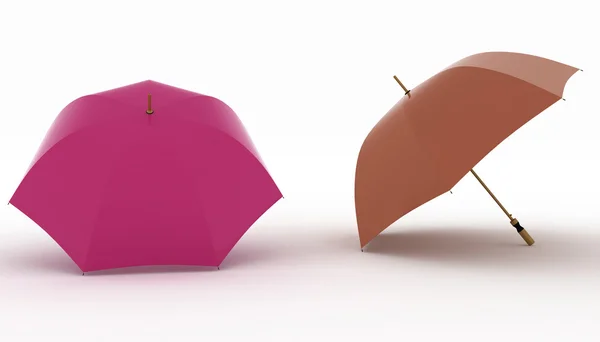3d 插图五彩缤纷的遮阳伞在白色背景上 — 图库照片