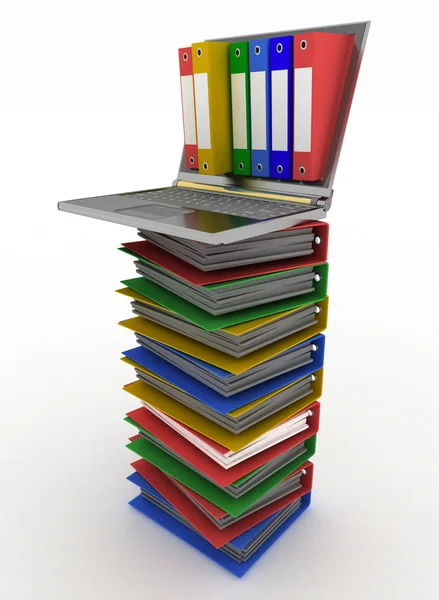 Abstract image of computer and folders for documents — Stock Photo, Image