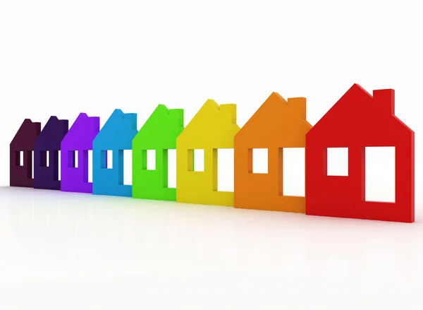 3d разноцветный набор символов дома-модели — стоковое фото