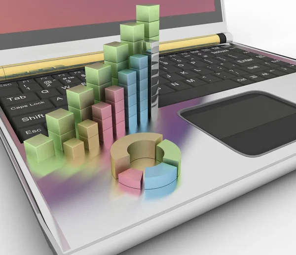 Charts of growth on the keyboard of computer — Stock Photo, Image