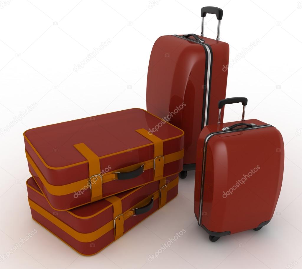 Suitcases for travel. 3d illustration over white