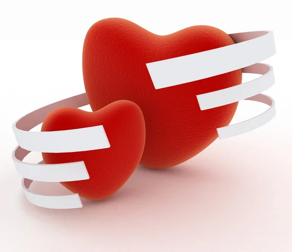 Symbol des Valentinstages. zwei Herzen auf weißem Hintergrund — Stockfoto