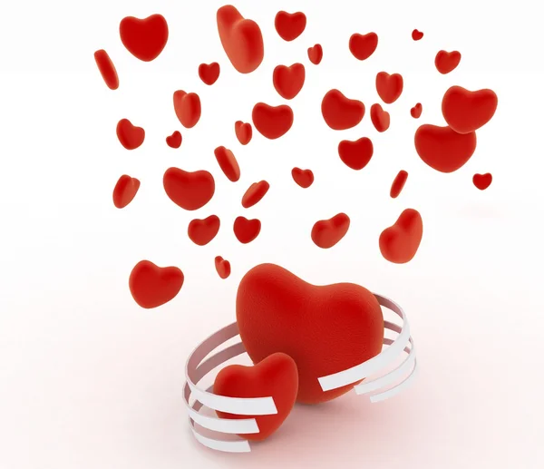 Symbols of valentines day.  Hearts on  white background — Stock Photo, Image