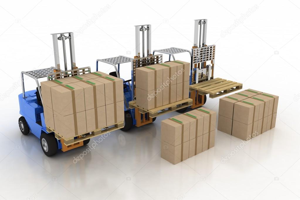 Three loaders with cargo and without cargo