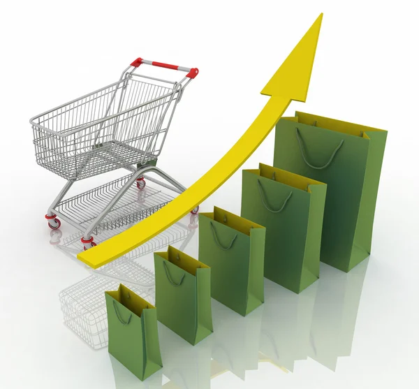 Sales growth chart. Presenting a getting better economy and increase of business income from the sale of commodities and services. — Stock Photo, Image