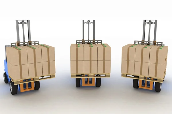 Три вантажівки з вантажем — стокове фото