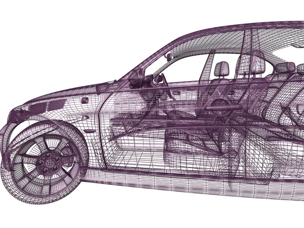 3D-automodel op witte achtergrond — Stockfoto