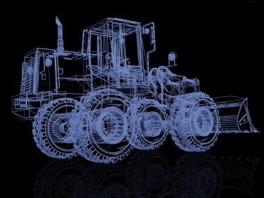 3D modeli buldozer siyah