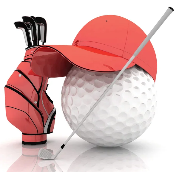 Toebehoren voor het spelen van golf op een witte achtergrond — Stockfoto