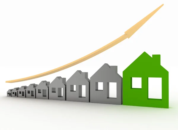 Wachstum der Immobilien in der Grafik dargestellt — Stockfoto