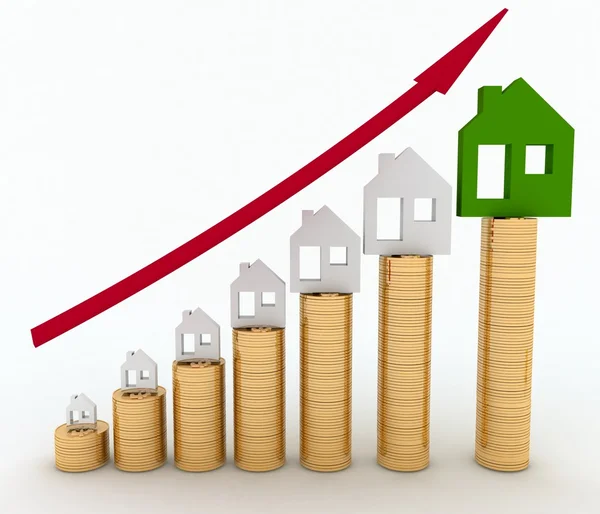 Diagramm des Anstiegs der Immobilienpreise — Stockfoto