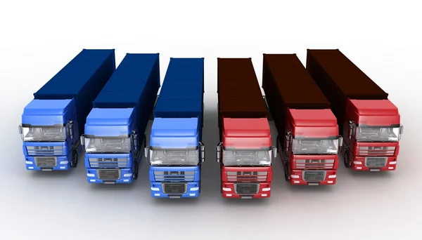 Trucks with semi-trailer isolated on white background — Stock Photo, Image