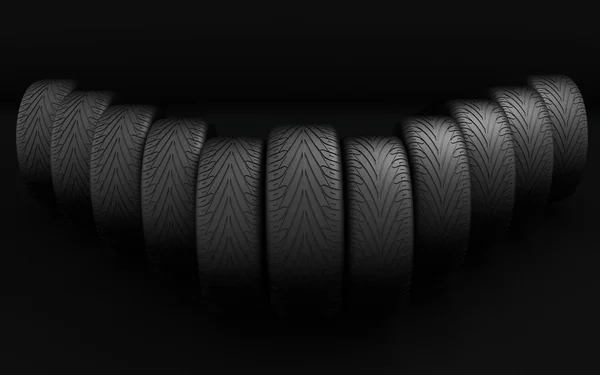車の車輪。コンセプト デザイン。3 d レンダリング黒背景のイラスト. — ストック写真