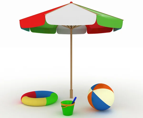 Child's toys for a Beach under an Umbrella — Stock Photo, Image