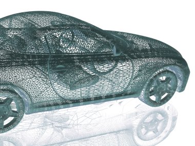 Beyaz arka planda yansıma ile araba modeli