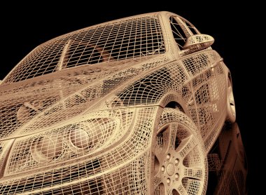 Model araba. 3D render illüstrasyon.