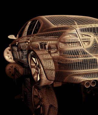 Model araba. 3D render illüstrasyon.