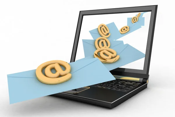 Laptop with incoming letters via e-mail. — Stock Photo, Image