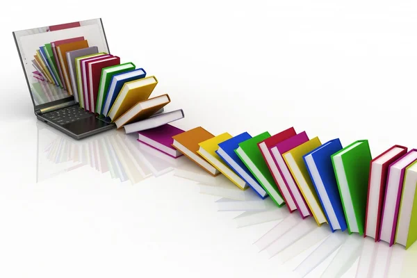 Books from your laptop on a white background — Stock Photo, Image