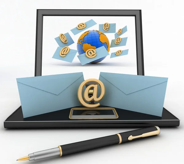 Laptop with incoming letters via e-mail. — Stock Photo, Image