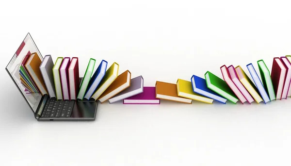 Books from your laptop on a white background — Stock Photo, Image