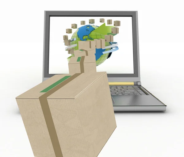 Concept of online goods orders worldwide. — Stock Photo, Image