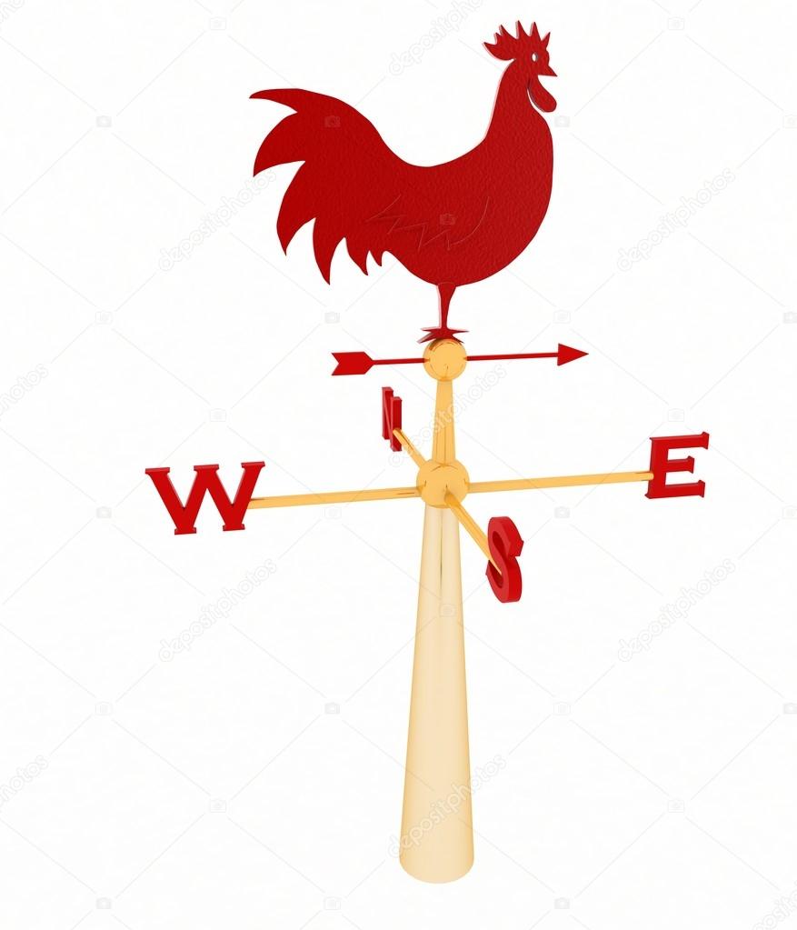 Rooster weather vane isolated on white background.3d image