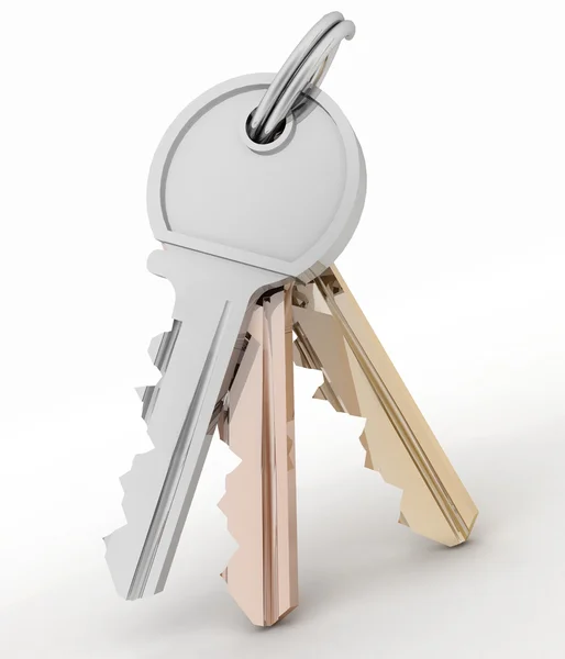 Bunch of  keys from house isolated on white background — Stock Photo, Image