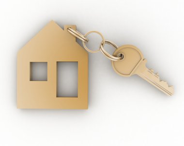 3D model evi sembolü ile anahtar.