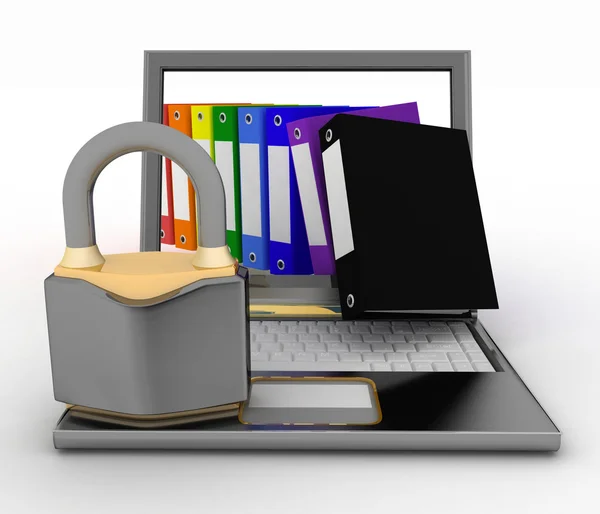 Η προστασία ασφαλείας των αρχείων, ή τους εμπιστευτικούς φακέλλους, έννοια ασφάλειας Διαδικτύου. — Φωτογραφία Αρχείου