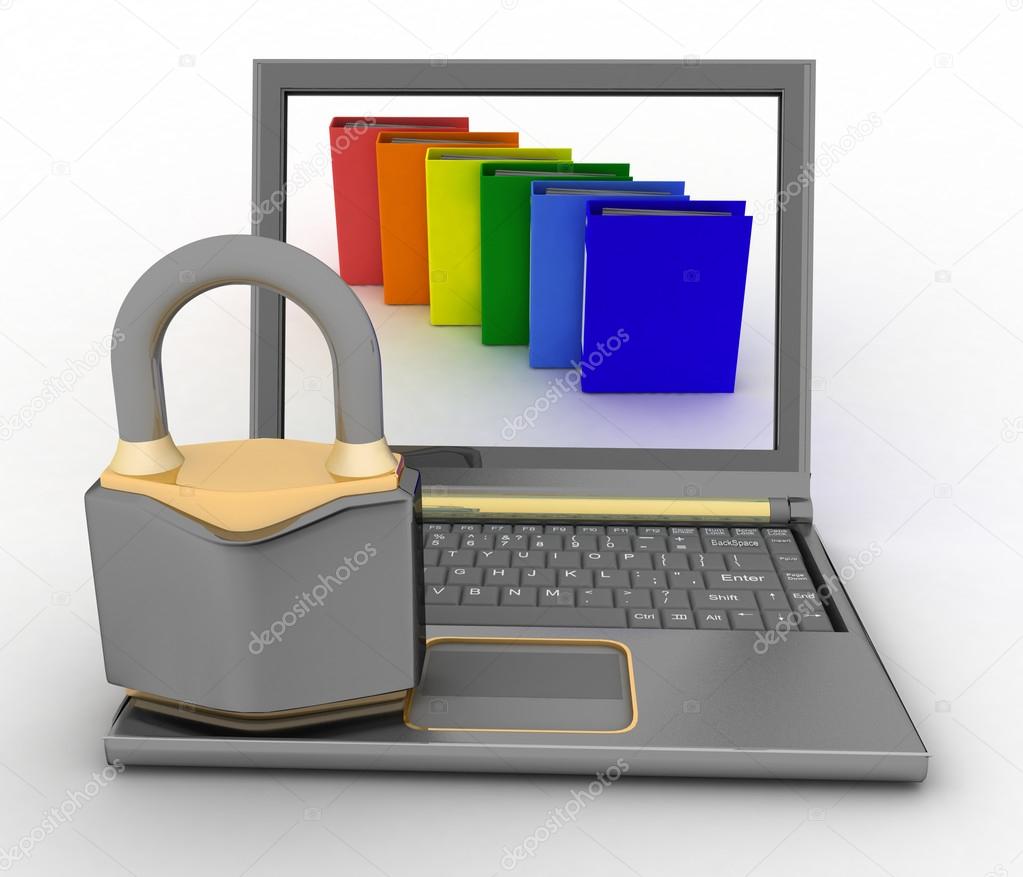 Security protection of files, or confidential folders, internet security concept.