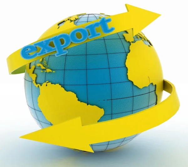 Export arrow around earth for business. Direction concept — Stock Photo, Image