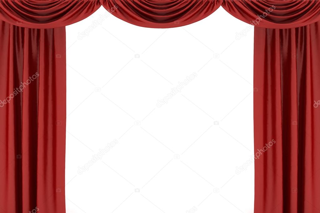 Background image of red silk stage curtain on theater