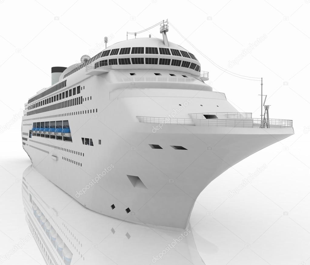 Luxury white cruise ship. 3d render illustration