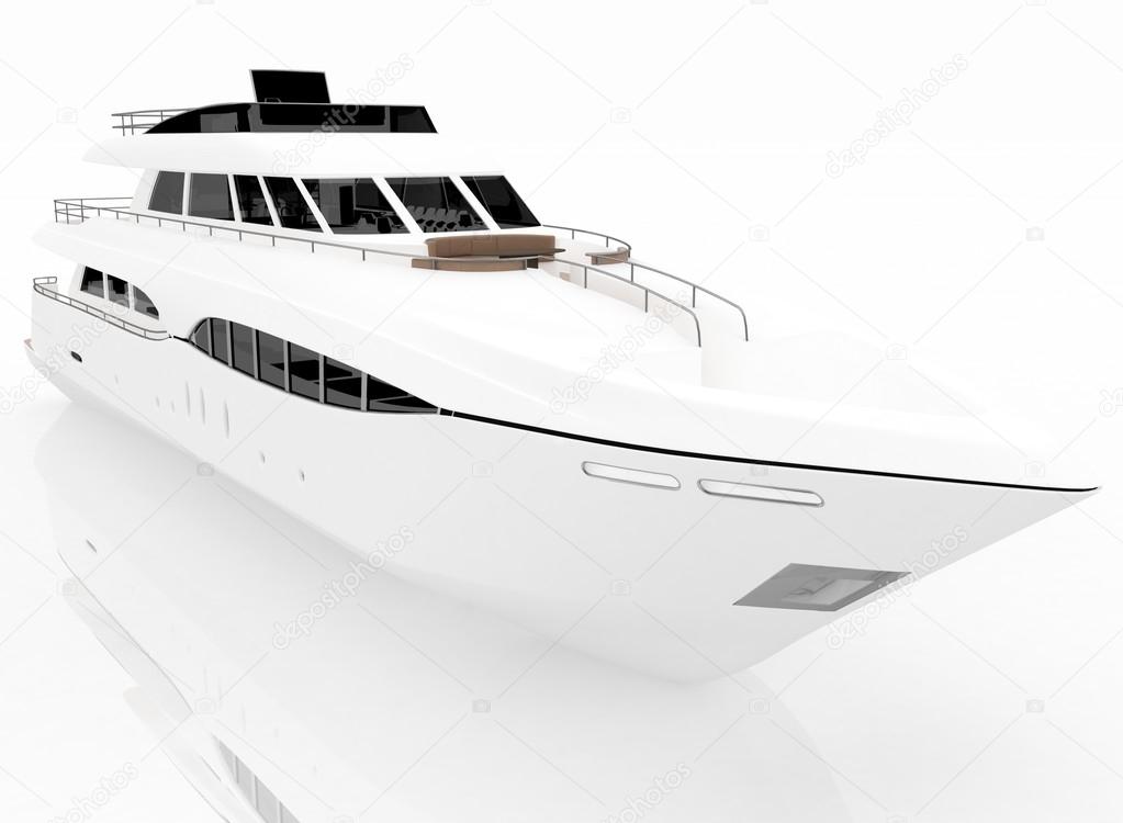 White pleasure yacht isolated on a white background