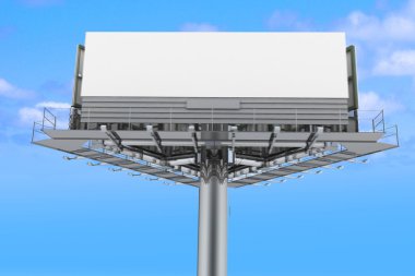 Gökyüzü arka plan, boş billboard. 3D render illüstrasyon