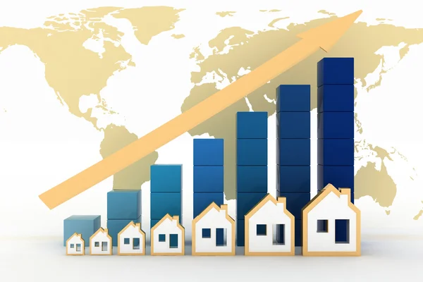 Diagram van groei in onroerend goed prijzen in de wereld — Stockfoto