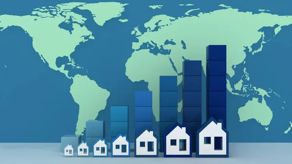 Diagrama del crecimiento de los precios inmobiliarios en el mundo — Foto de Stock