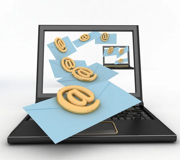 Laptops with incoming letters via e-mail — Stock Photo, Image