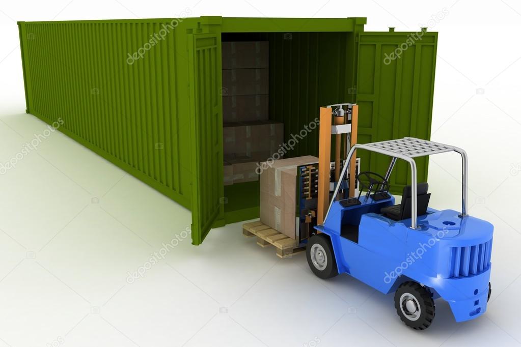 Loader loads in the container of box