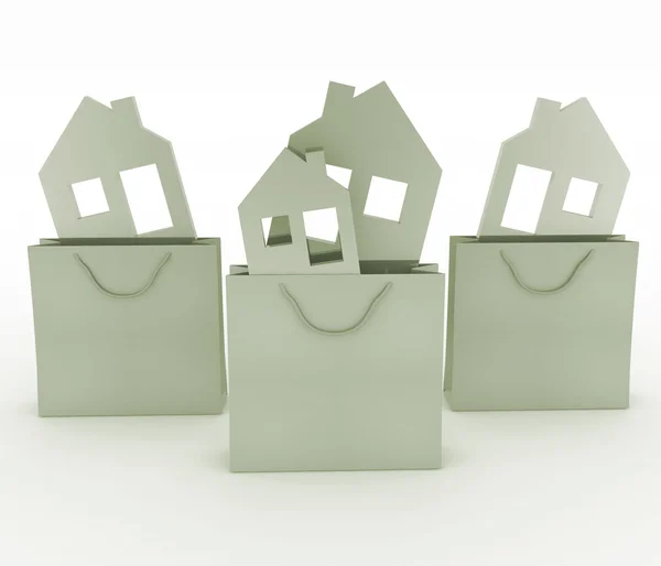 House symbol set in a paper shopping bag — Stock Photo, Image