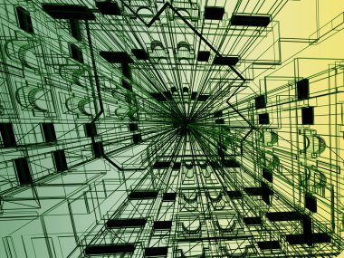 Soyut modern bina. 3D render