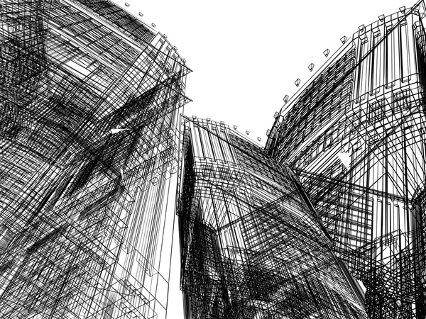 Edificio Abstracto. Fondo de renderizado 3D —  Fotos de Stock